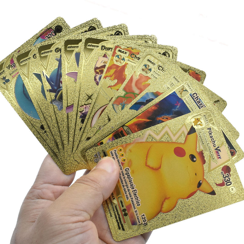 Pokemon Card Metal Gold Vmax GX Energy Card Charizard Pikachu Rare Collection Battle Trainer Card Child Toys Gift French Spanish