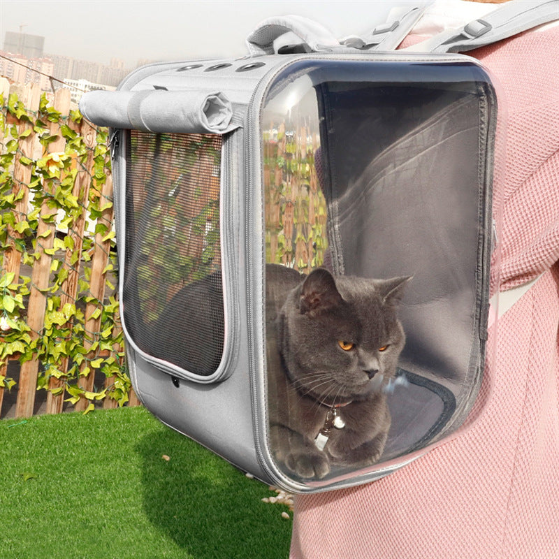 Portable And Breathable Cat Outdoor Supplies PVC Backpack