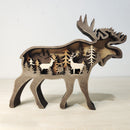 Wooden ornaments Creative animal totem Christmas decoration carving scenery wooden crafts