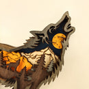 Wooden ornaments Creative animal totem Christmas decoration carving scenery wooden crafts