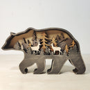Wooden ornaments Creative animal totem Christmas decoration carving scenery wooden crafts