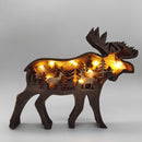 Wooden ornaments Creative animal totem Christmas decoration carving scenery wooden crafts