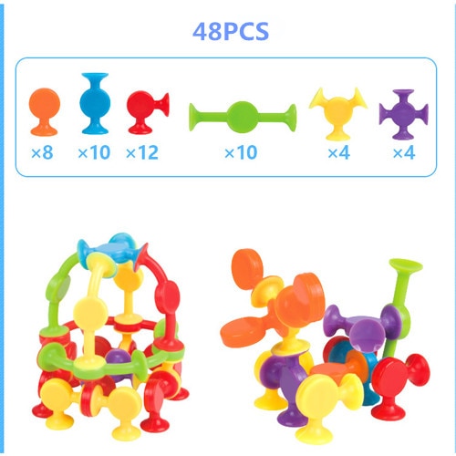 16-48pcs/set Pop Little Suckers Assembled Sucker Suction Cup Educational Building Block Toy Girl&Boy Kids Gifts Fun Game