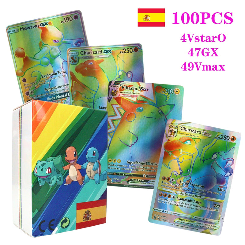 55-100pcs New Pokemon English French Spanish Cards Box Vmax GX Charizard Pikachu Hobbies Rare Collection Battle Cards Toys Gifts