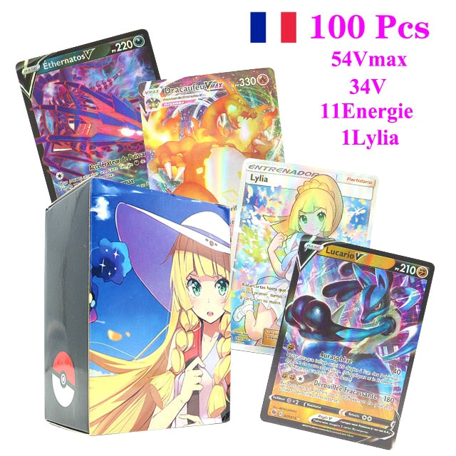 55-100pcs New Pokemon English French Spanish Cards Box Vmax GX Charizard Pikachu Hobbies Rare Collection Battle Cards Toys Gifts