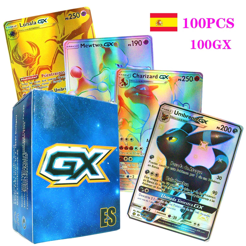 55-100pcs New Pokemon English French Spanish Cards Box Vmax GX Charizard Pikachu Hobbies Rare Collection Battle Cards Toys Gifts