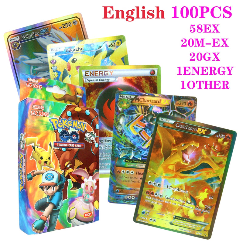 55-100pcs New Pokemon English French Spanish Cards Box Vmax GX Charizard Pikachu Hobbies Rare Collection Battle Cards Toys Gifts