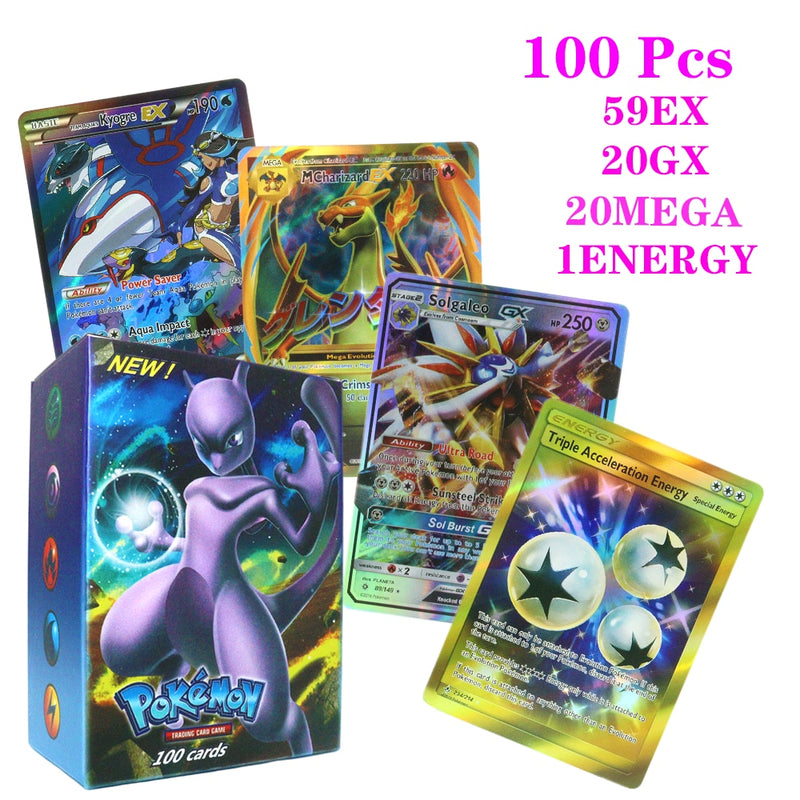 55-100pcs New Pokemon English French Spanish Cards Box Vmax GX Charizard Pikachu Hobbies Rare Collection Battle Cards Toys Gifts