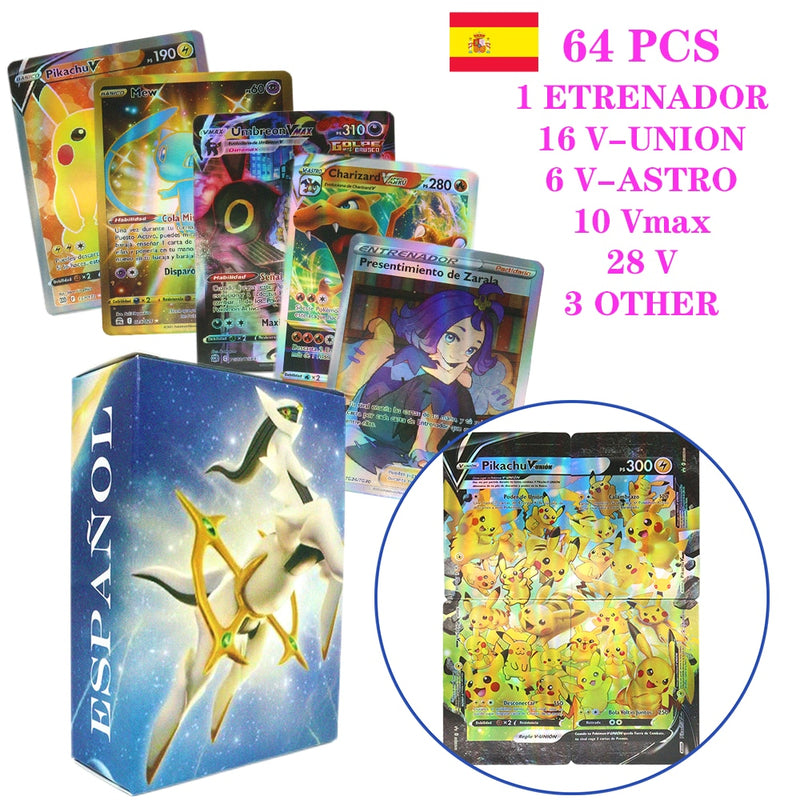 55-100pcs New Pokemon English French Spanish Cards Box Vmax GX Charizard Pikachu Hobbies Rare Collection Battle Cards Toys Gifts