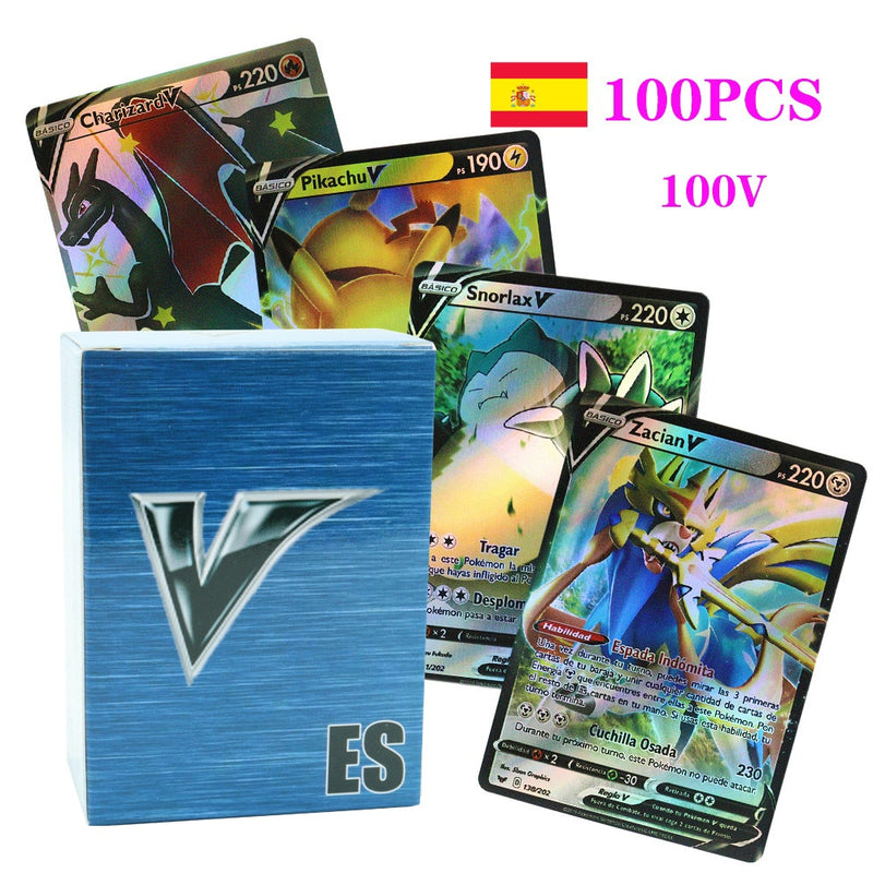 55-100pcs New Pokemon English French Spanish Cards Box Vmax GX Charizard Pikachu Hobbies Rare Collection Battle Cards Toys Gifts