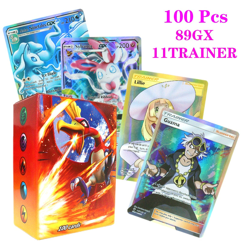 55-100pcs New Pokemon English French Spanish Cards Box Vmax GX Charizard Pikachu Hobbies Rare Collection Battle Cards Toys Gifts