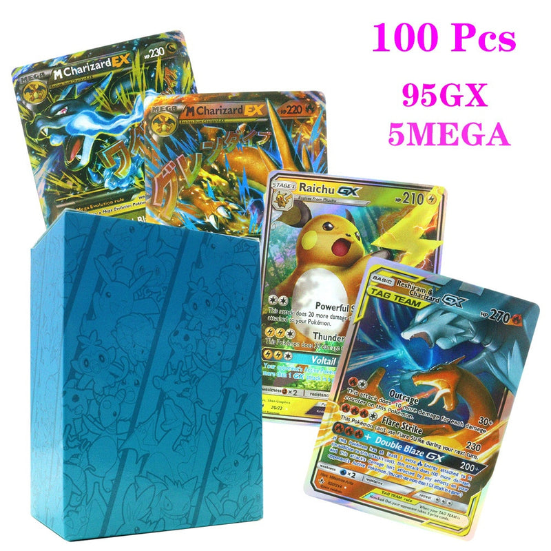 55-100pcs New Pokemon English French Spanish Cards Box Vmax GX Charizard Pikachu Hobbies Rare Collection Battle Cards Toys Gifts