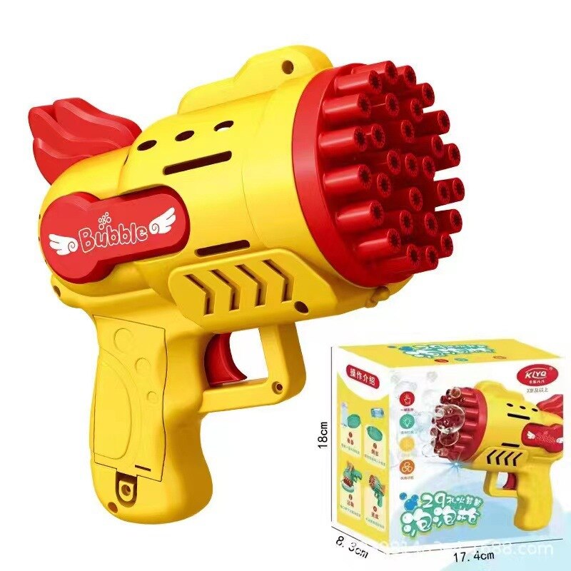 Dinosaur Soap Bubble Gun Machine Toy 32 Holes Electric Automatic Bazooka Bubble Maker Gun Outdoor Party Kids Toys Gifts