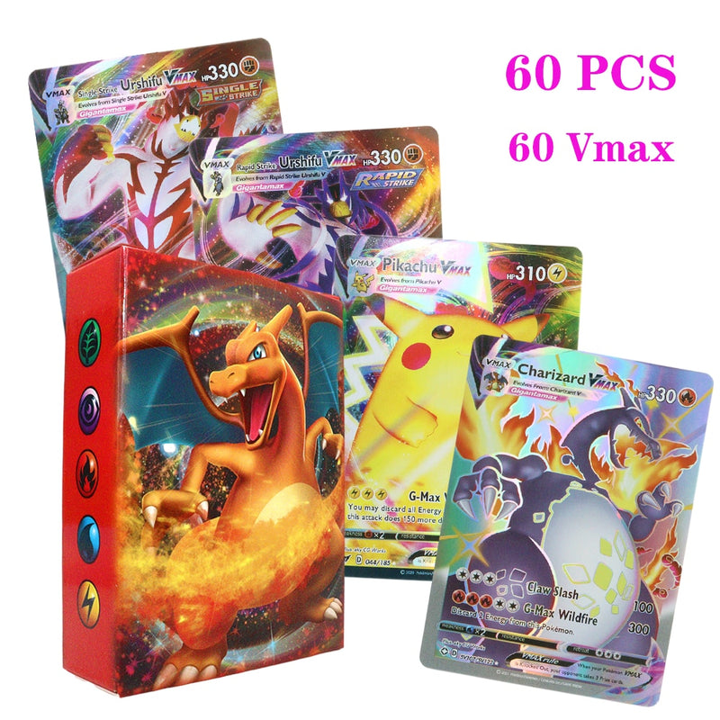 55-100pcs New Pokemon English French Spanish Cards Box Vmax GX Charizard Pikachu Hobbies Rare Collection Battle Cards Toys Gifts