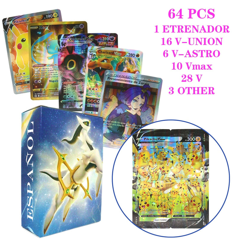 55-100pcs New Pokemon English French Spanish Cards Box Vmax GX Charizard Pikachu Hobbies Rare Collection Battle Cards Toys Gifts