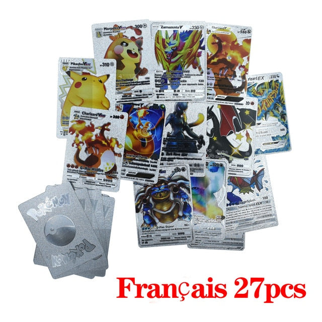 Pokemon Card Metal Gold Vmax GX Energy Card Charizard Pikachu Rare Collection Battle Trainer Card Child Toys Gift French Spanish