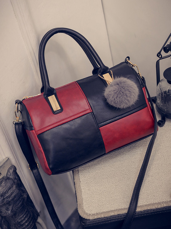 Japan and South Korea wool ball stitching Boston bag fashion zipper female bag new women bag handbag