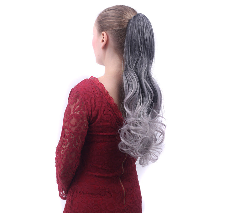 Colorful Gradient Color Clip Ponytail Wig