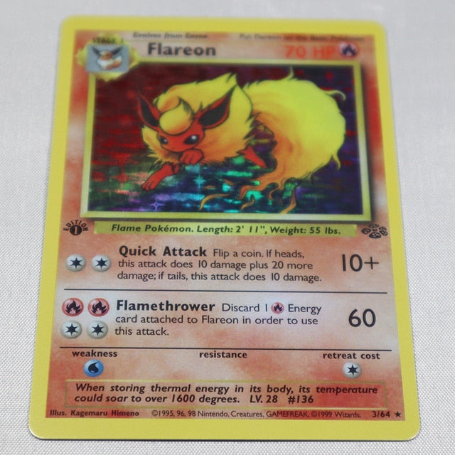 1996 1st Edition Pokemon Foil Flash Cards Charizard Blastoise Venusaur Alakazam Mewtwo Zapdos Game Collection PTCG Proxy Cards