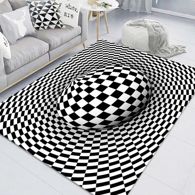 3D Halloween Carpet Living Room Bedroom Floor Mat Clown Trap Visual Carpet Sewer Manhole Cover Clown Horror Non-slip Home Rug