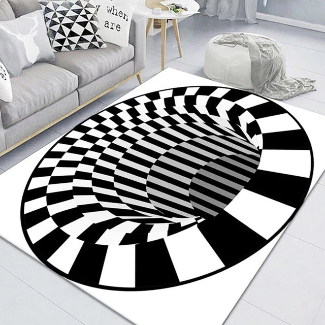 3D Halloween Carpet Living Room Bedroom Floor Mat Clown Trap Visual Carpet Sewer Manhole Cover Clown Horror Non-slip Home Rug