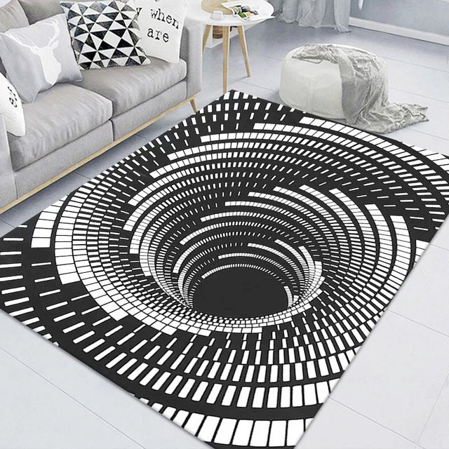 3D Halloween Carpet Living Room Bedroom Floor Mat Clown Trap Visual Carpet Sewer Manhole Cover Clown Horror Non-slip Home Rug