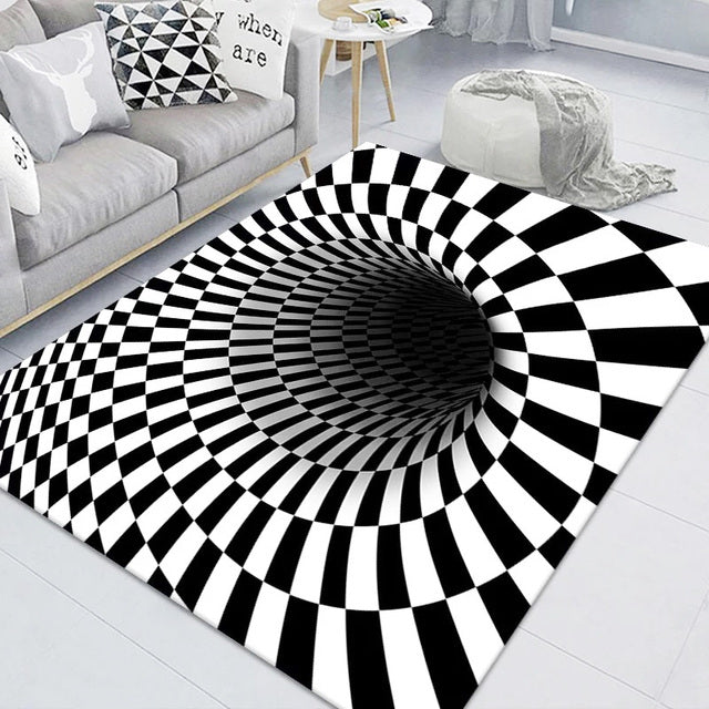 3D Halloween Carpet Living Room Bedroom Floor Mat Clown Trap Visual Carpet Sewer Manhole Cover Clown Horror Non-slip Home Rug