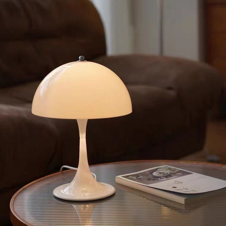 LED Mushroom Rechargeable Table Lamp Bedroom Bedside Lamp Danish Design Semicircular Lampshade Hotel Decorative Lamp