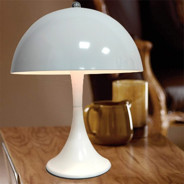 LED Mushroom Rechargeable Table Lamp Bedroom Bedside Lamp Danish Design Semicircular Lampshade Hotel Decorative Lamp