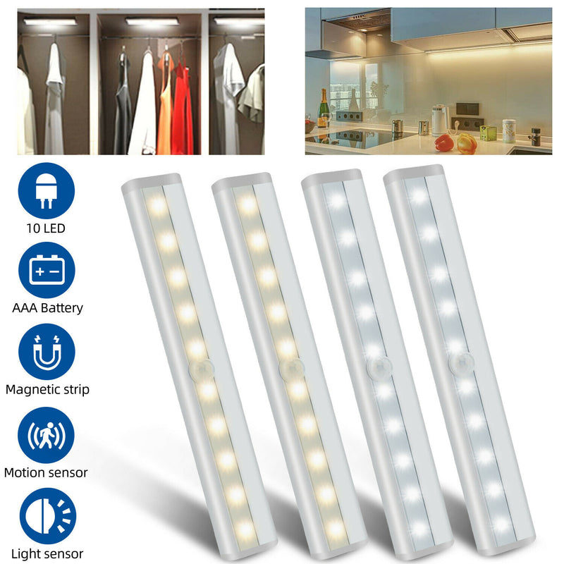 Wireless Motion Sensor Under Cabinet Closet LED Light Kitchen Counter Night Lamp