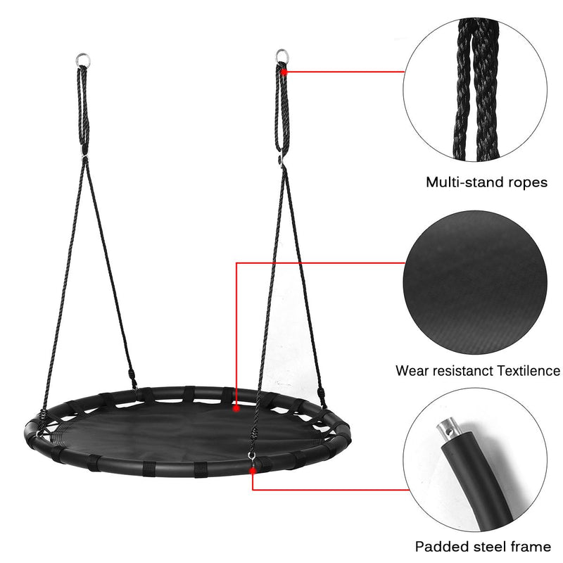 45&quot; Saucer Tree Swing Indoor Outdoor Platform Saucer Web Swing With Hanging Strap Kit for Kids Adults Christmas Gift