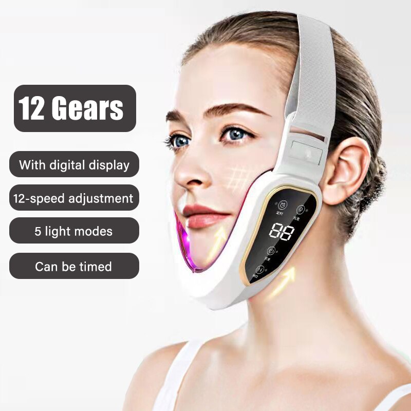 LED Photon Therapy Facial Slimming Vibration Massager EMS Face Lifting Massager Double Chin V-shaped Cheek Lift For Household