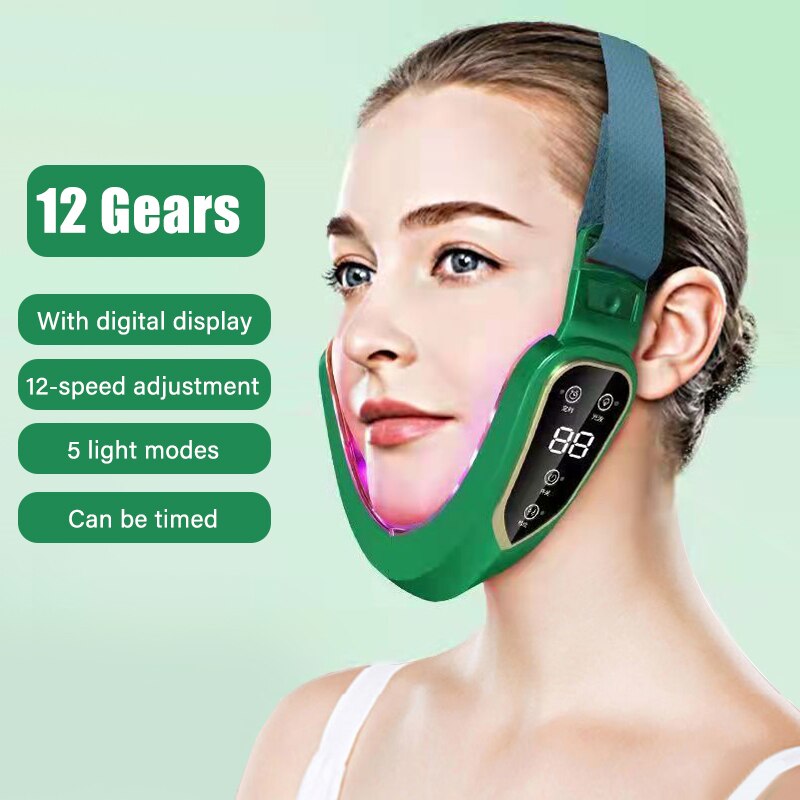 LED Photon Therapy Facial Slimming Vibration Massager EMS Face Lifting Massager Double Chin V-shaped Cheek Lift For Household