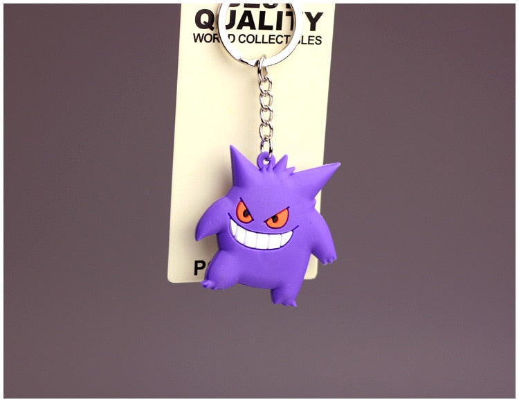 Pokemon Anime Marowak Abra Gengar Ponyta Porygon Alloy Silicone Keychain Accessories Pendant Bag Key Ring Pendant Birthday Gifts