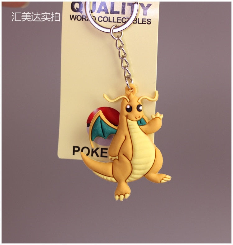 Pokemon Anime Marowak Abra Gengar Ponyta Porygon Alloy Silicone Keychain Accessories Pendant Bag Key Ring Pendant Birthday Gifts