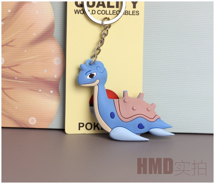 Pokemon Anime Marowak Abra Gengar Ponyta Porygon Alloy Silicone Keychain Accessories Pendant Bag Key Ring Pendant Birthday Gifts