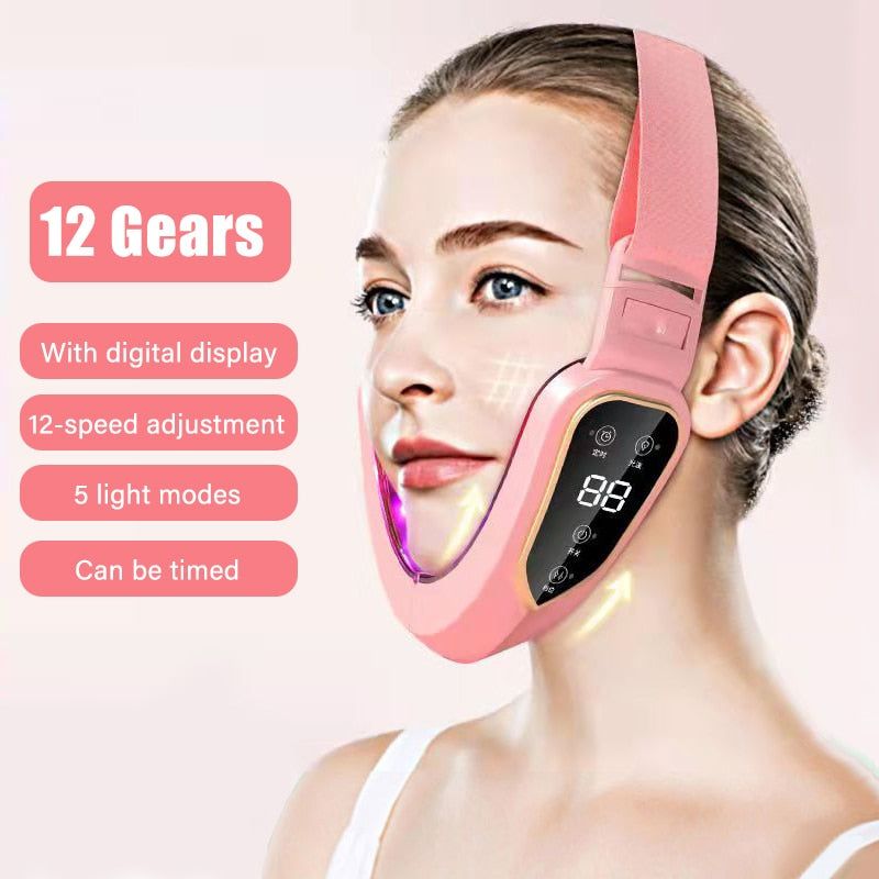 LED Photon Therapy Facial Slimming Vibration Massager EMS Face Lifting Massager Double Chin V-shaped Cheek Lift For Household