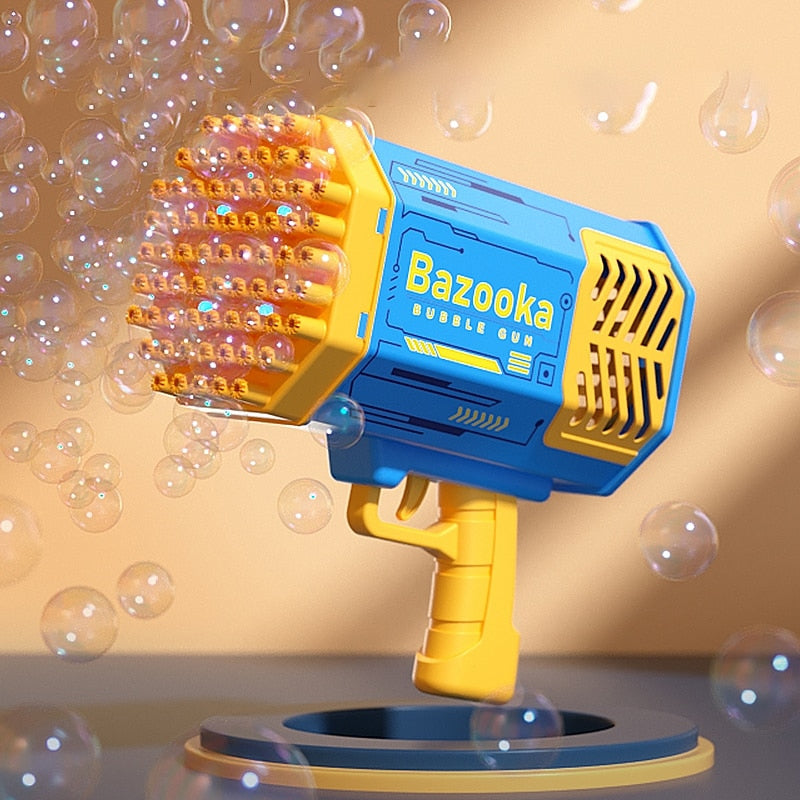 Bubble Gun Rocket 69 Holes Soap Bubbles Machine Gun Shape Automatic Blower With Light Toys For Kids Pomperos Children‘s Day Gift