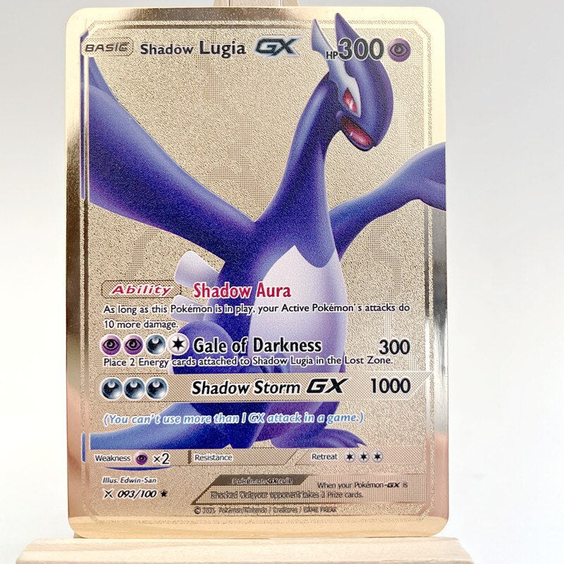 2022 Pokemon 27 Styles New Mewtwo GX MEGA Gold Metal Card Super Game Collection Anime Cards Toys for Children Christmas Gift