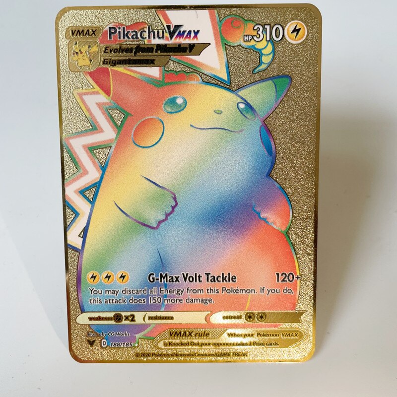 2022 Pokemon 27 Styles New Mewtwo GX MEGA Gold Metal Card Super Game Collection Anime Cards Toys for Children Christmas Gift