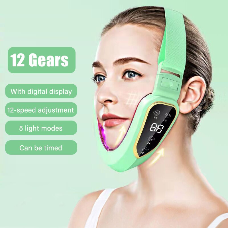 LED Photon Therapy Facial Slimming Vibration Massager EMS Face Lifting Massager Double Chin V-shaped Cheek Lift For Household