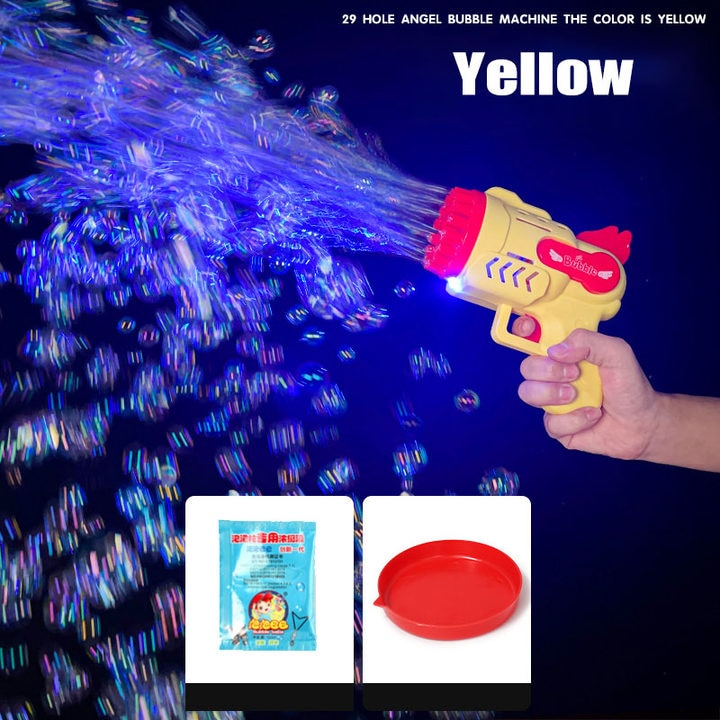 Bubble Gun Rocket 69 Holes Soap Bubbles Machine Gun Shape Automatic Blower With Light Toys For Kids Pomperos Children‘s Day Gift