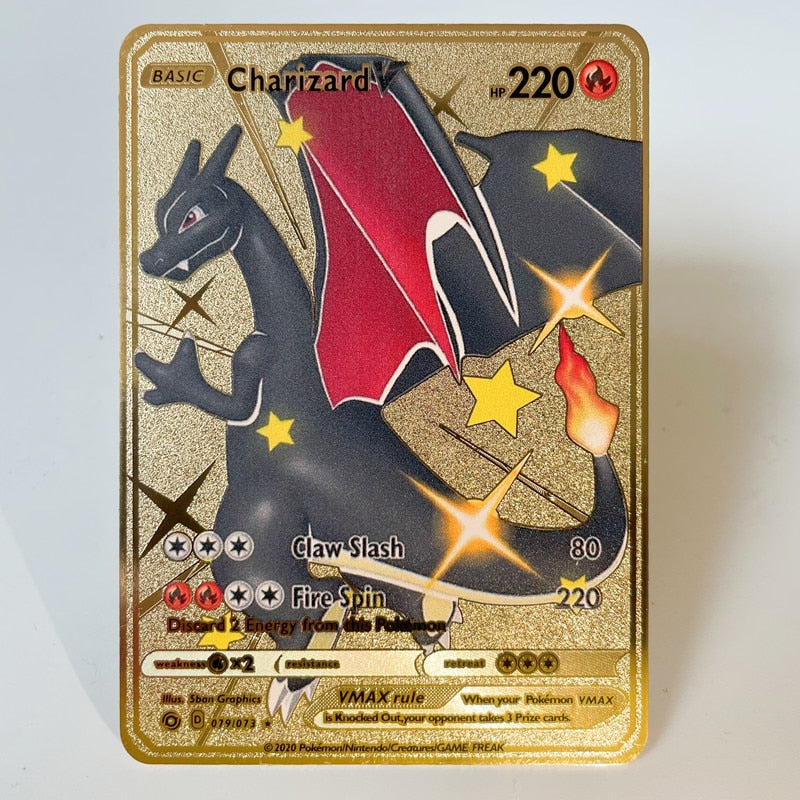 2022 Pokemon 27 Styles New Mewtwo GX MEGA Gold Metal Card Super Game Collection Anime Cards Toys for Children Christmas Gift