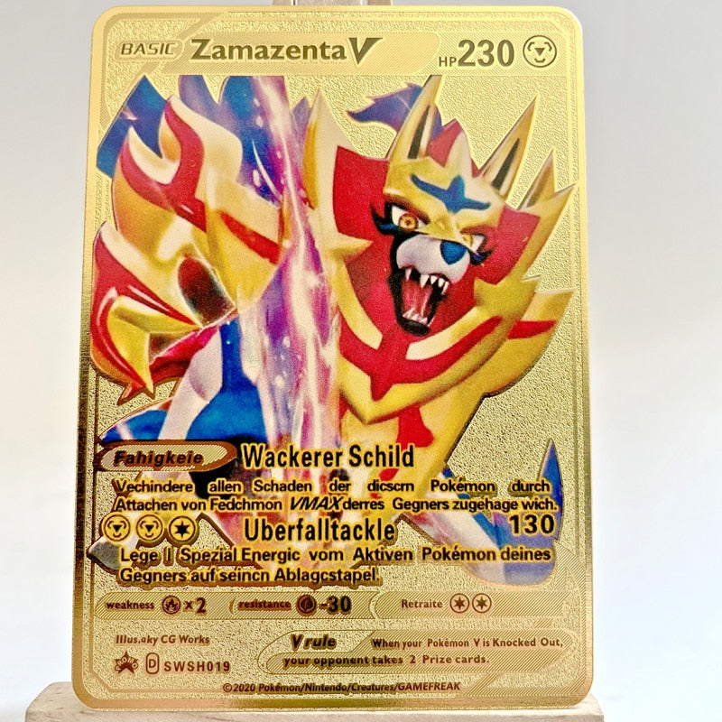 2022 Pokemon 27 Styles New Mewtwo GX MEGA Gold Metal Card Super Game Collection Anime Cards Toys for Children Christmas Gift