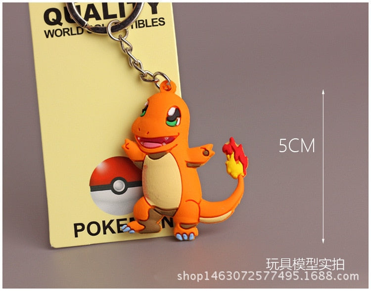 Pokemon Anime Marowak Abra Gengar Ponyta Porygon Alloy Silicone Keychain Accessories Pendant Bag Key Ring Pendant Birthday Gifts