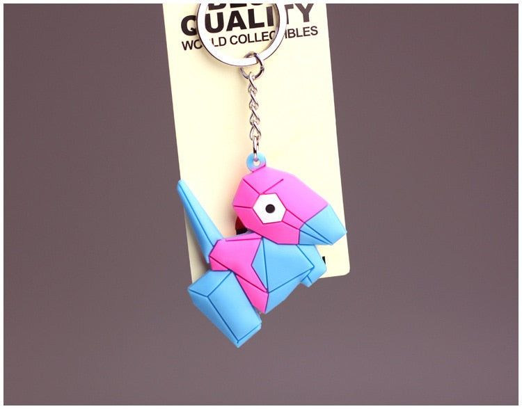 Pokemon Anime Marowak Abra Gengar Ponyta Porygon Alloy Silicone Keychain Accessories Pendant Bag Key Ring Pendant Birthday Gifts