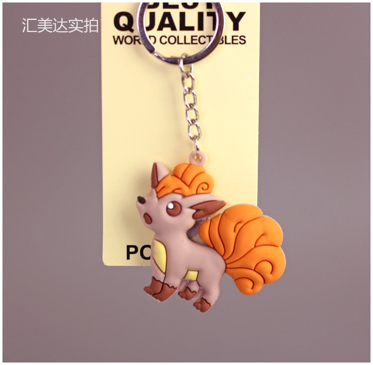 Pokemon Anime Marowak Abra Gengar Ponyta Porygon Alloy Silicone Keychain Accessories Pendant Bag Key Ring Pendant Birthday Gifts