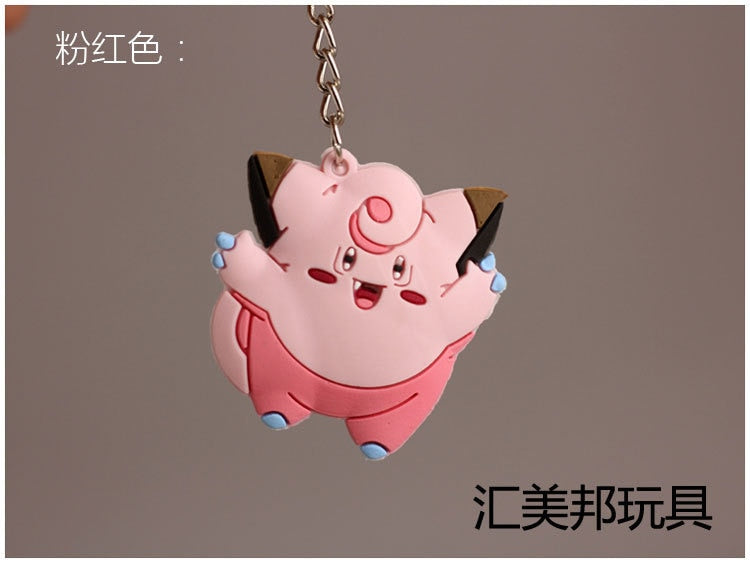 Pokemon Anime Marowak Abra Gengar Ponyta Porygon Alloy Silicone Keychain Accessories Pendant Bag Key Ring Pendant Birthday Gifts