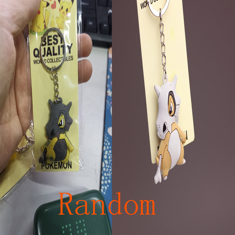 Pokemon Anime Marowak Abra Gengar Ponyta Porygon Alloy Silicone Keychain Accessories Pendant Bag Key Ring Pendant Birthday Gifts