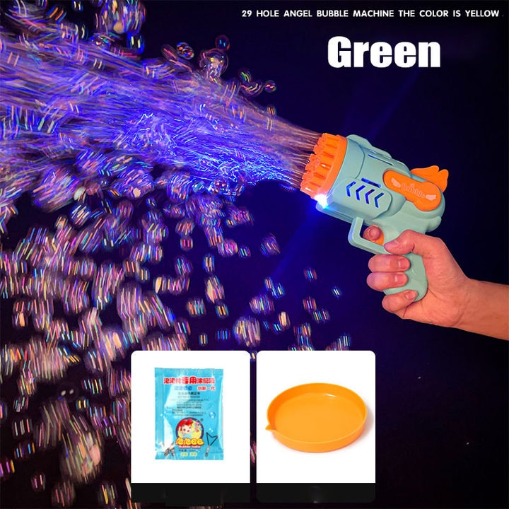 Bubble Gun Rocket 69 Holes Soap Bubbles Machine Gun Shape Automatic Blower With Light Toys For Kids Pomperos Children‘s Day Gift